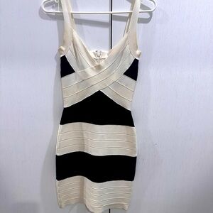 Herve Leger Black and White Bandage Dress